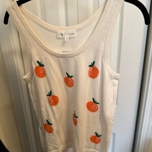 LOFT Cream Tank Top with Orange Fruit Design